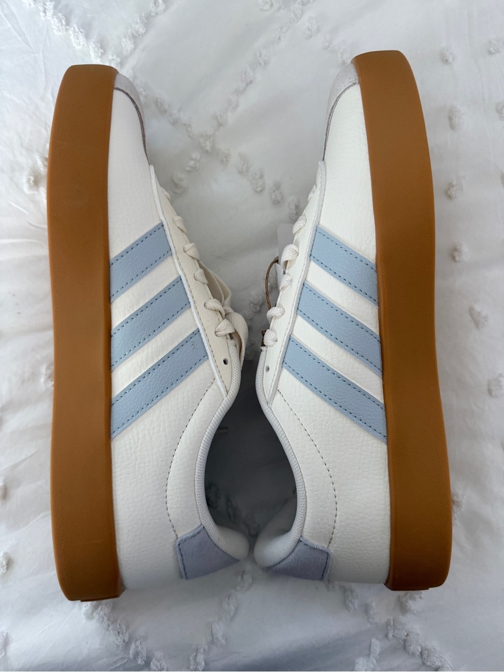 Adidas Women's White and Blue Platform Sneakers